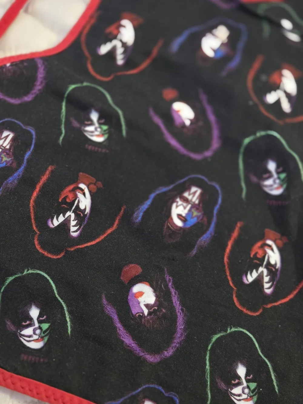 Handmade Kiss Band Themed Bib With Arm Holes Black Printed Soft Back